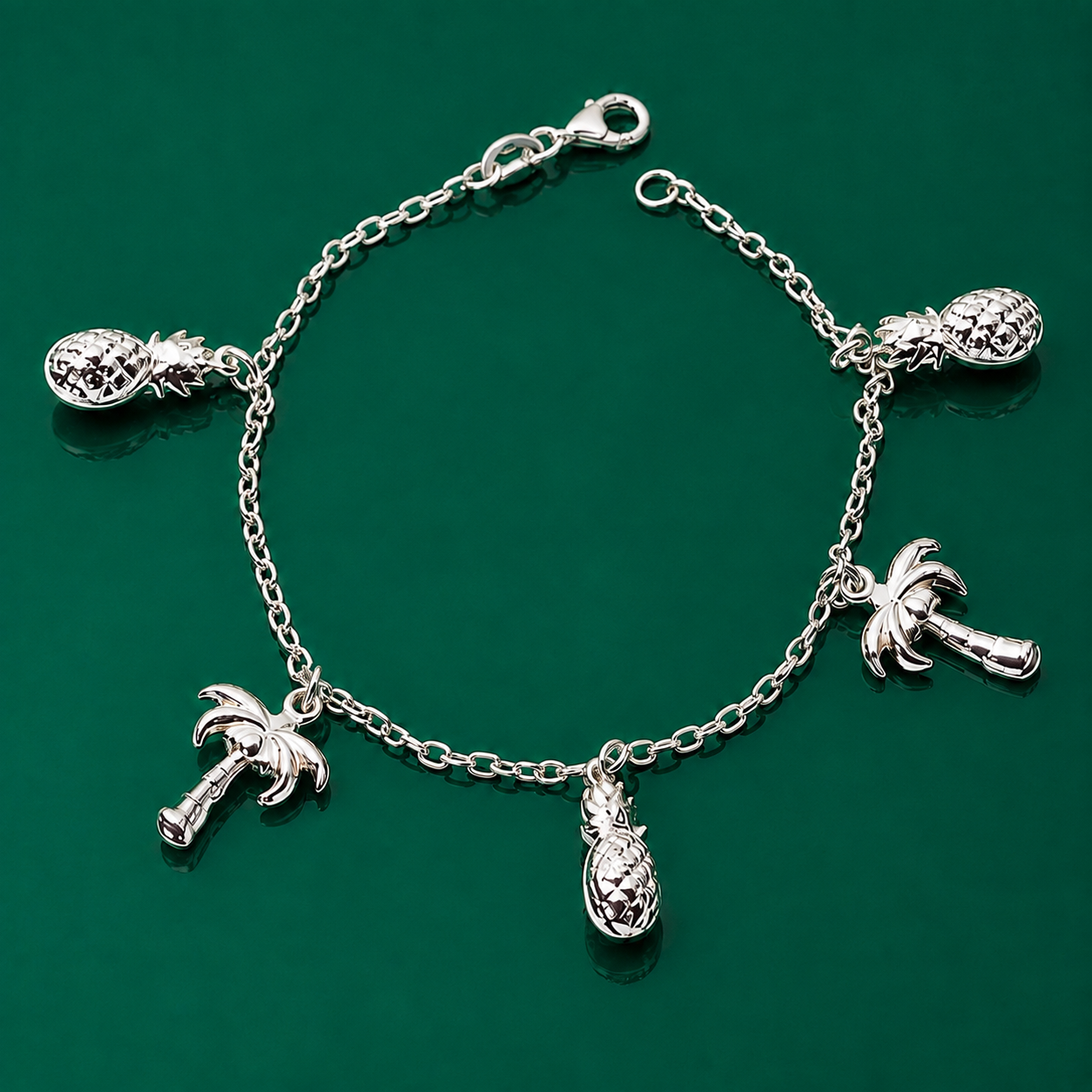 92.5 Sterling Silver Charms flexible bracelet for Girls and Women