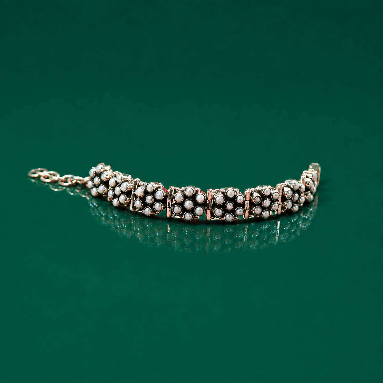 92.5 Sterling Silver Tiny Pearls Studded Bracelet for Girls and Women - Image 4