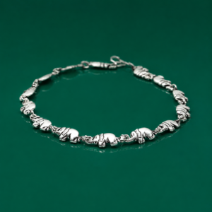 92.5 Sterling Silver Elephant Flexible Double-Sided Bracelet for Girls and Women