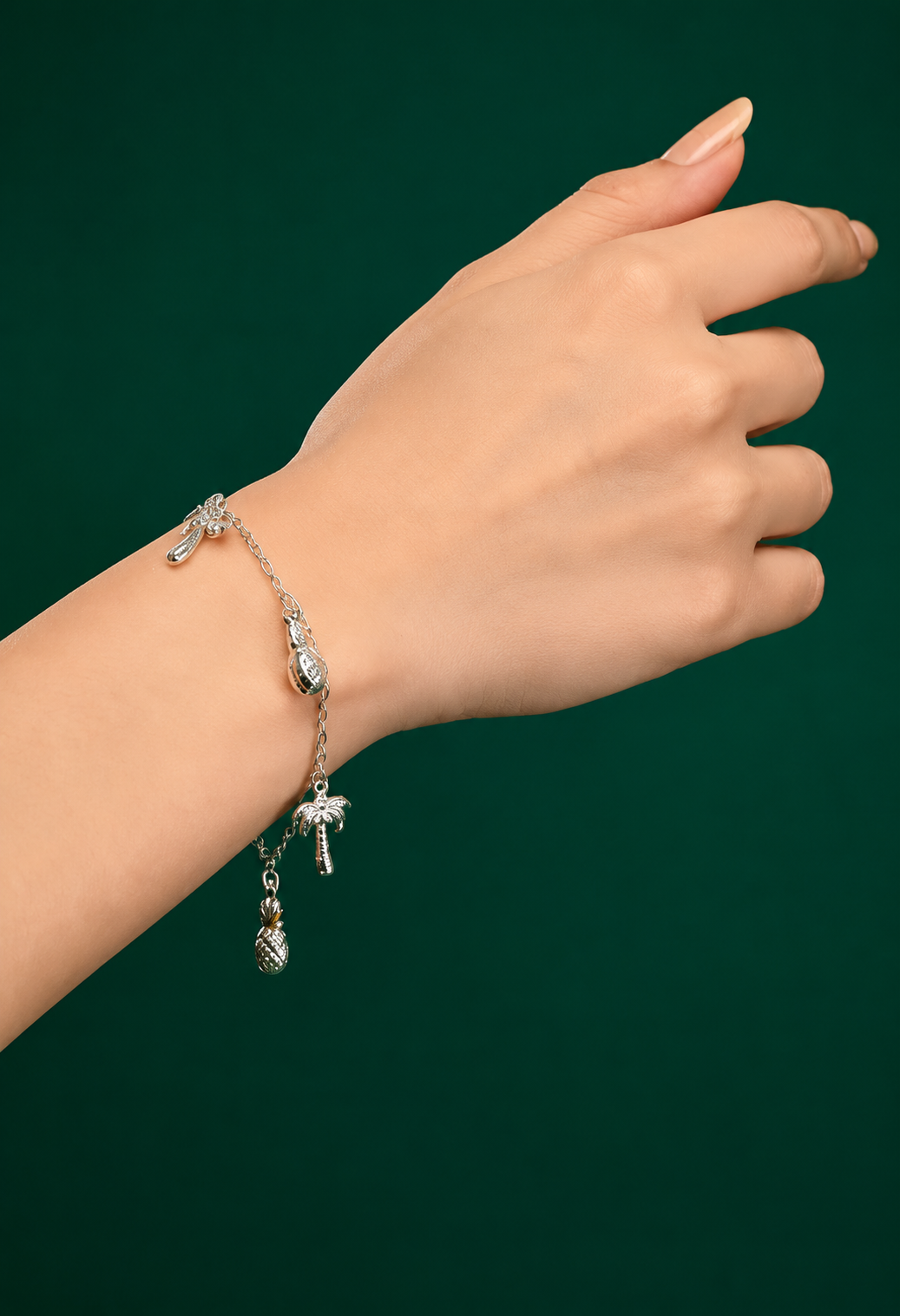 92.5 Sterling Silver Charms flexible bracelet for Girls and Women - Image 2