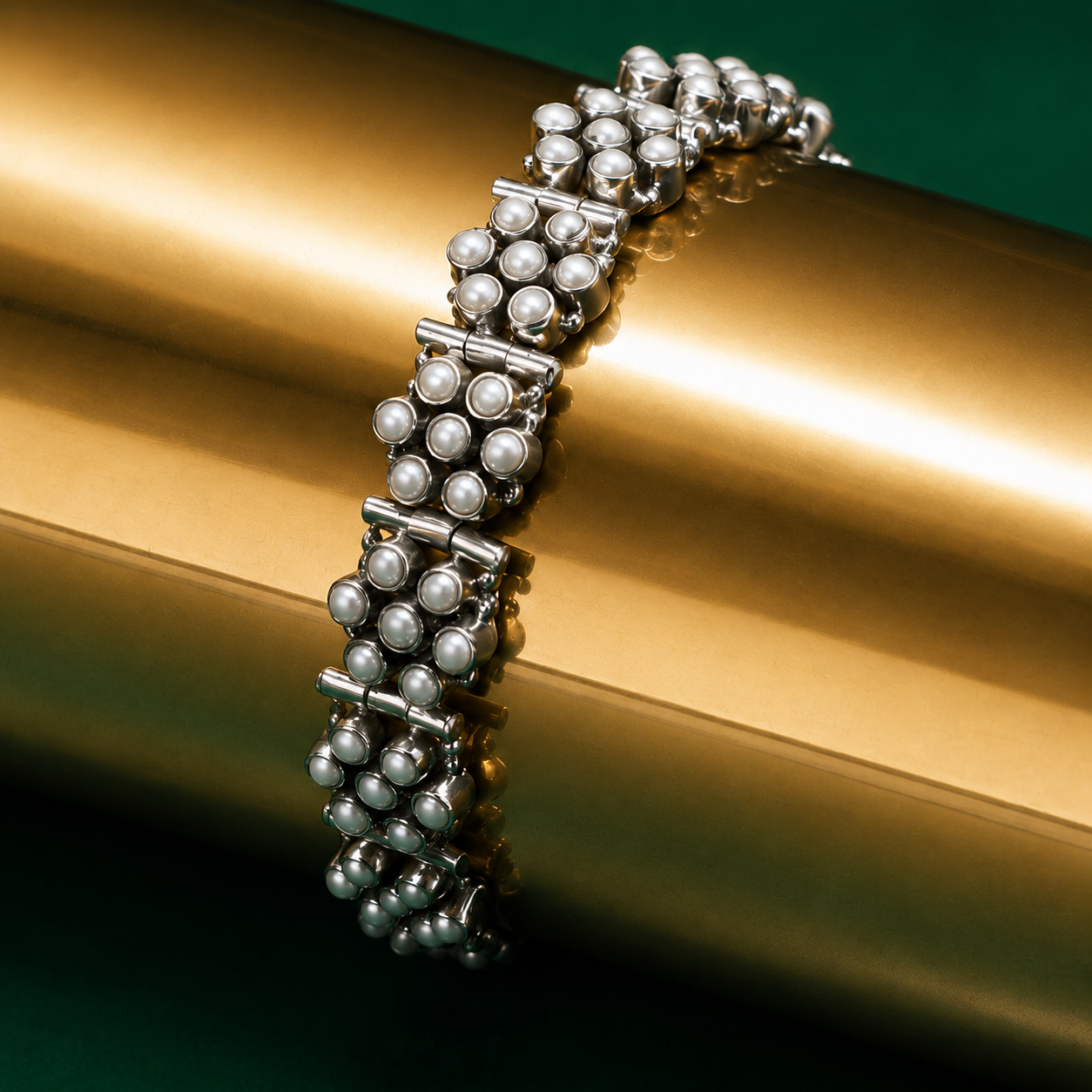 92.5 Sterling Silver Tiny Pearls Studded Bracelet for Girls and Women - Image 5