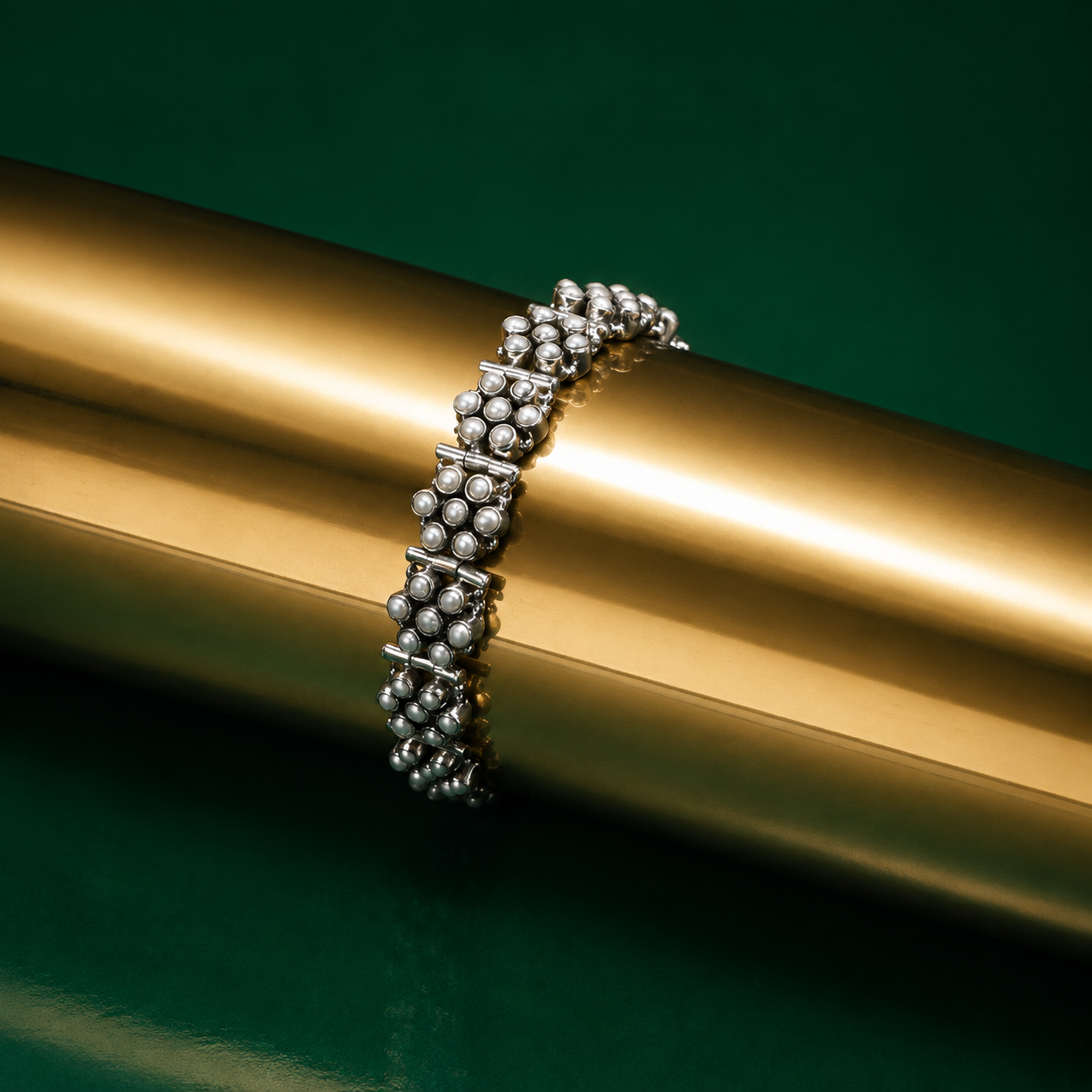 92.5 Sterling Silver Tiny Pearls Studded Bracelet for Girls and Women - Image 6